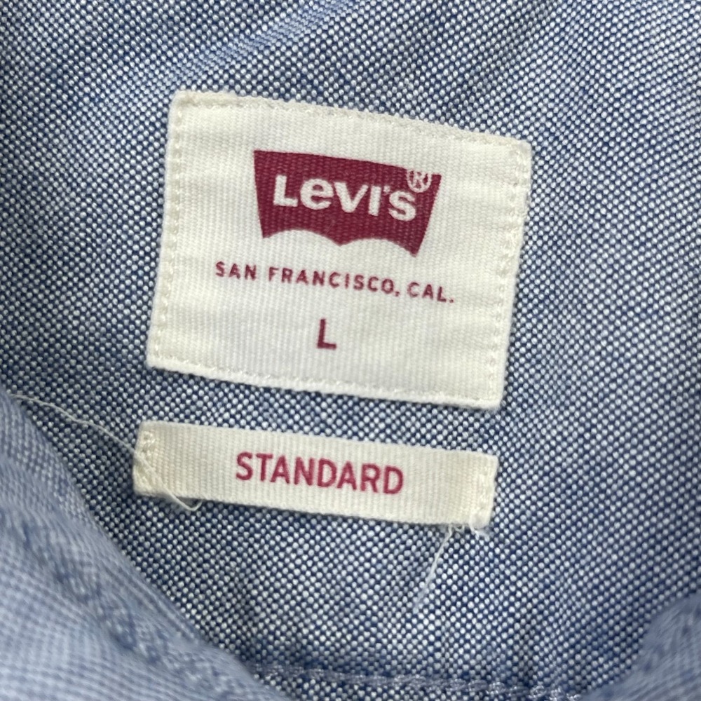 Levi's Shirt Men's Large Blue Standard Fit Pocket Long Sleeve Button-Up Classic - Picture 7 of 11